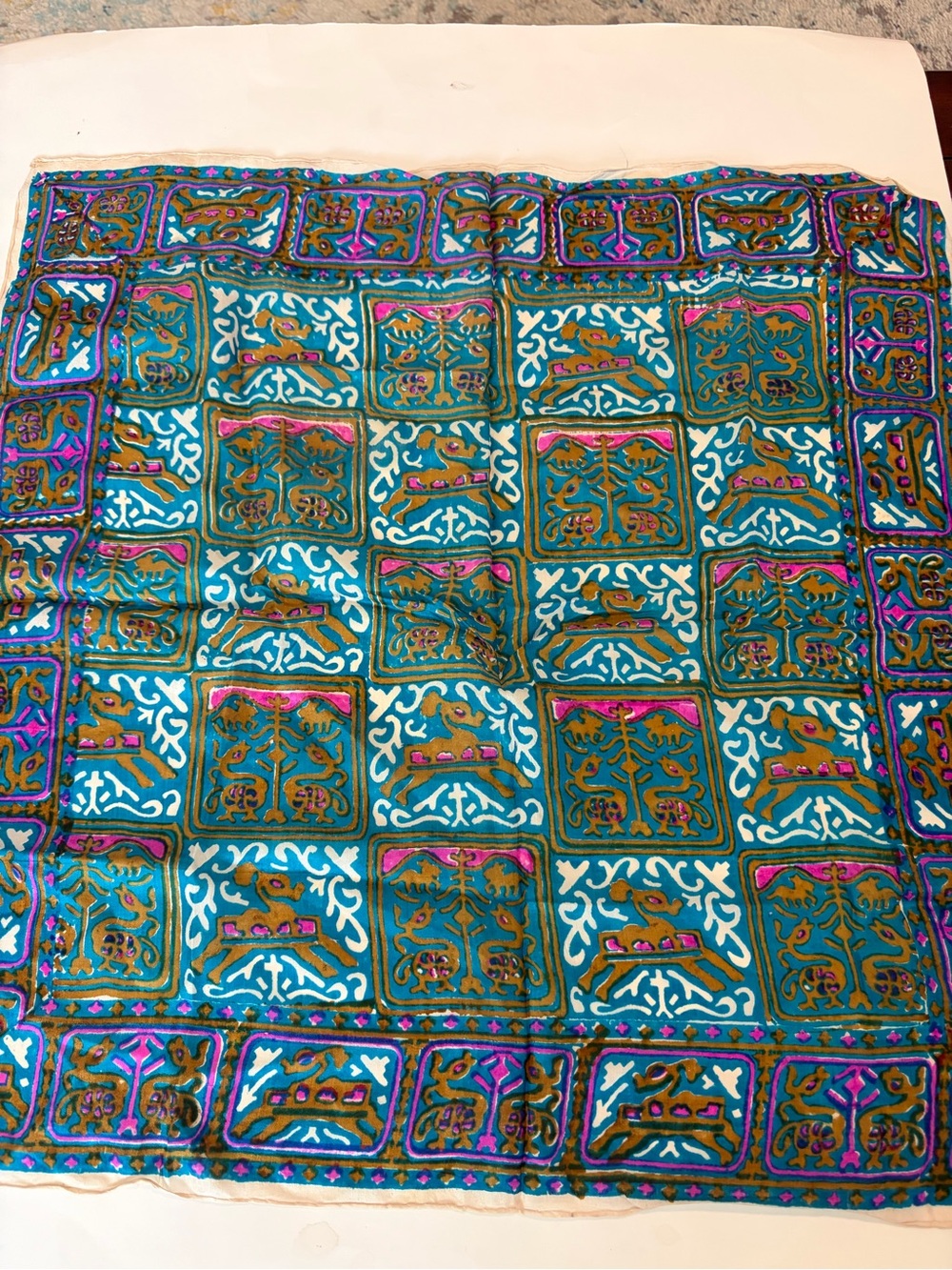 Vintage Boho Pattern  Scarf 20” No Tag
